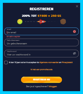 Image of registration form spinspirit.com